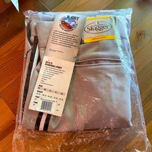 Men’s  Louisville Slugger X-Dry Gray baseball pants green stripe. NWT  (2 pairs)